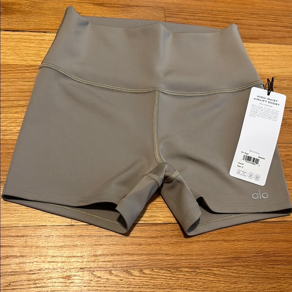 ALO Yoga Gray Athletic Shorts with Wide Waistband